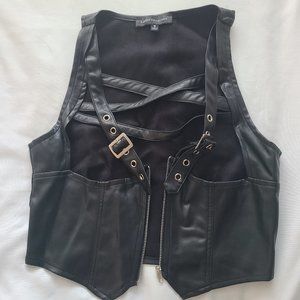 Dolls Kill Black Faux Leather Crop Top